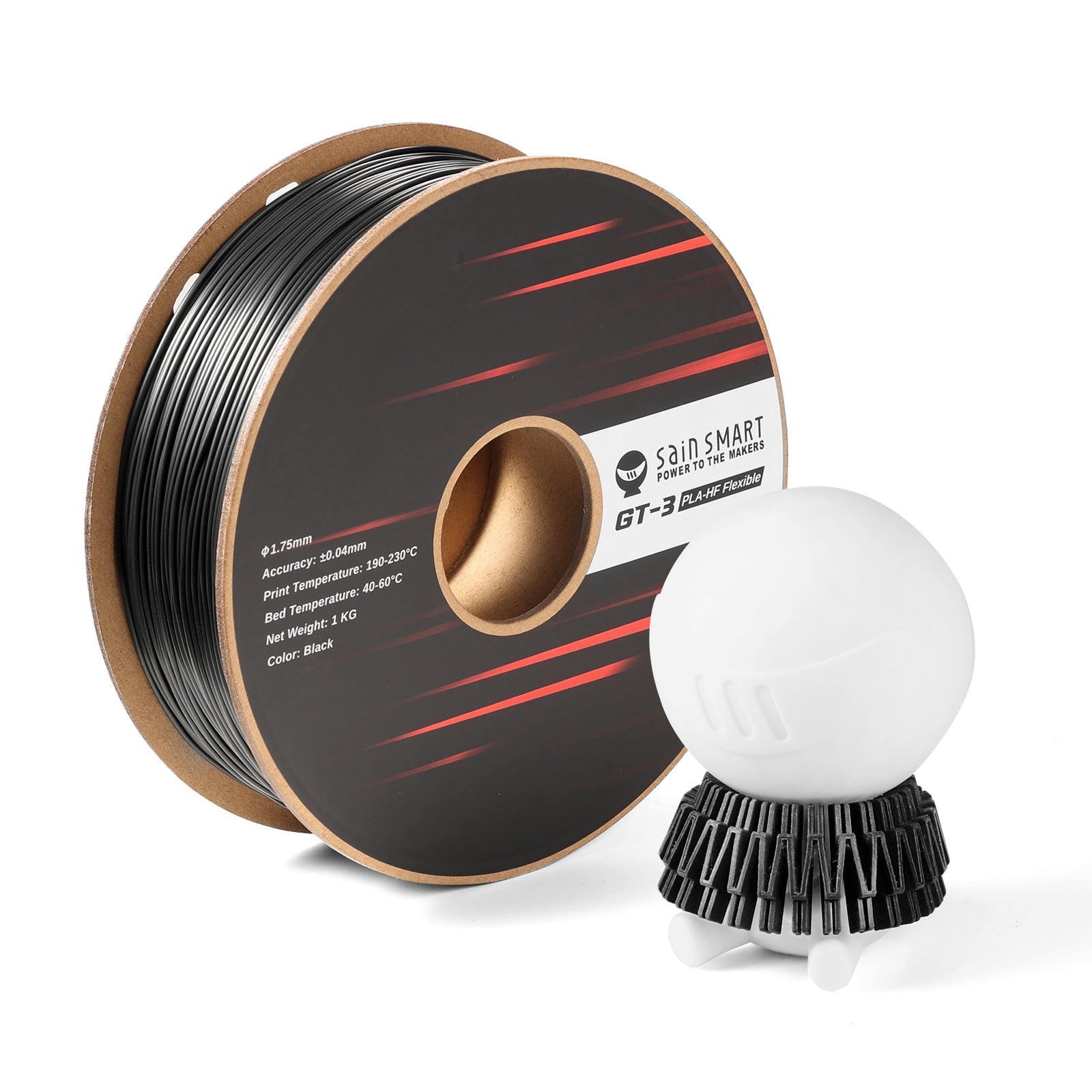 GT-3 High Flowability Flexible PLA Filament 1.75mm, 1KG, ±0.04mm, Black/White — photo 6 of 7