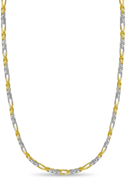 Figaro Solid White/Yellow/Rose Gold Handmade Necklace , 5mm, 16-30 Inch