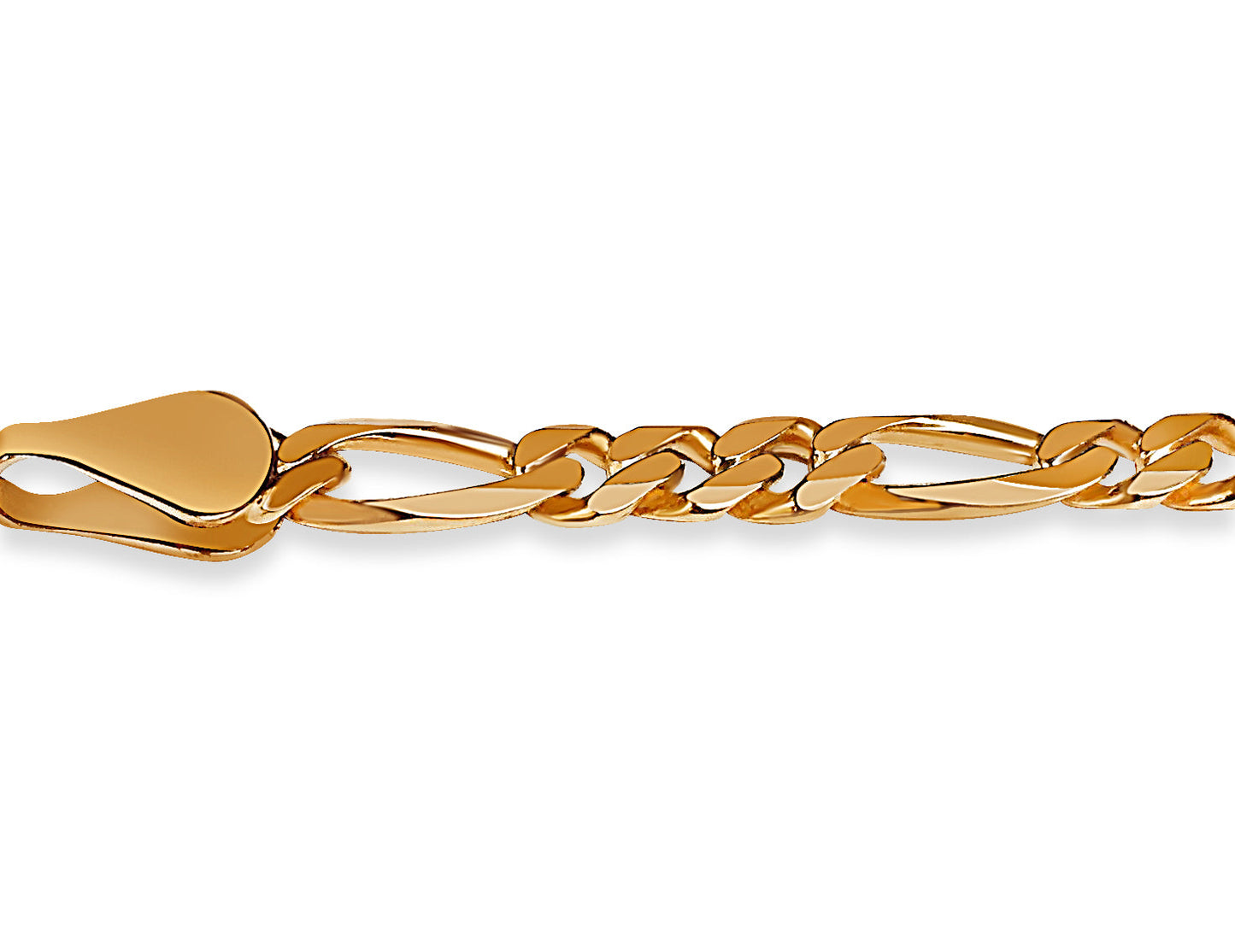 Figaro Solid White/Yellow/Rose Gold Handmade Bracelet , 5mm, 6.5-10 Inch