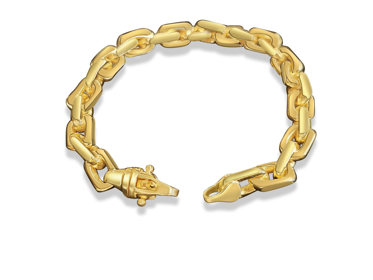 Fancy Rolo Solid White/Yellow/Rose Gold Handmade Bracelet , 8mm, 6.5-10 Inch