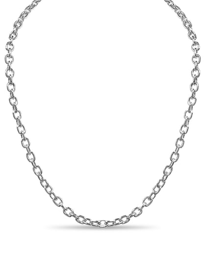 Fancy Rolo Solid White/Yellow/Rose Gold Handmade Necklace , 5mm, 16-30 Inch