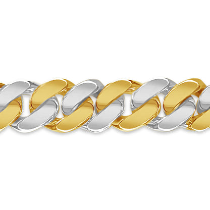 Miami Cuban Solid White/Yellow/Rose Gold Handmade Necklace , 13mm, 16-30 Inch