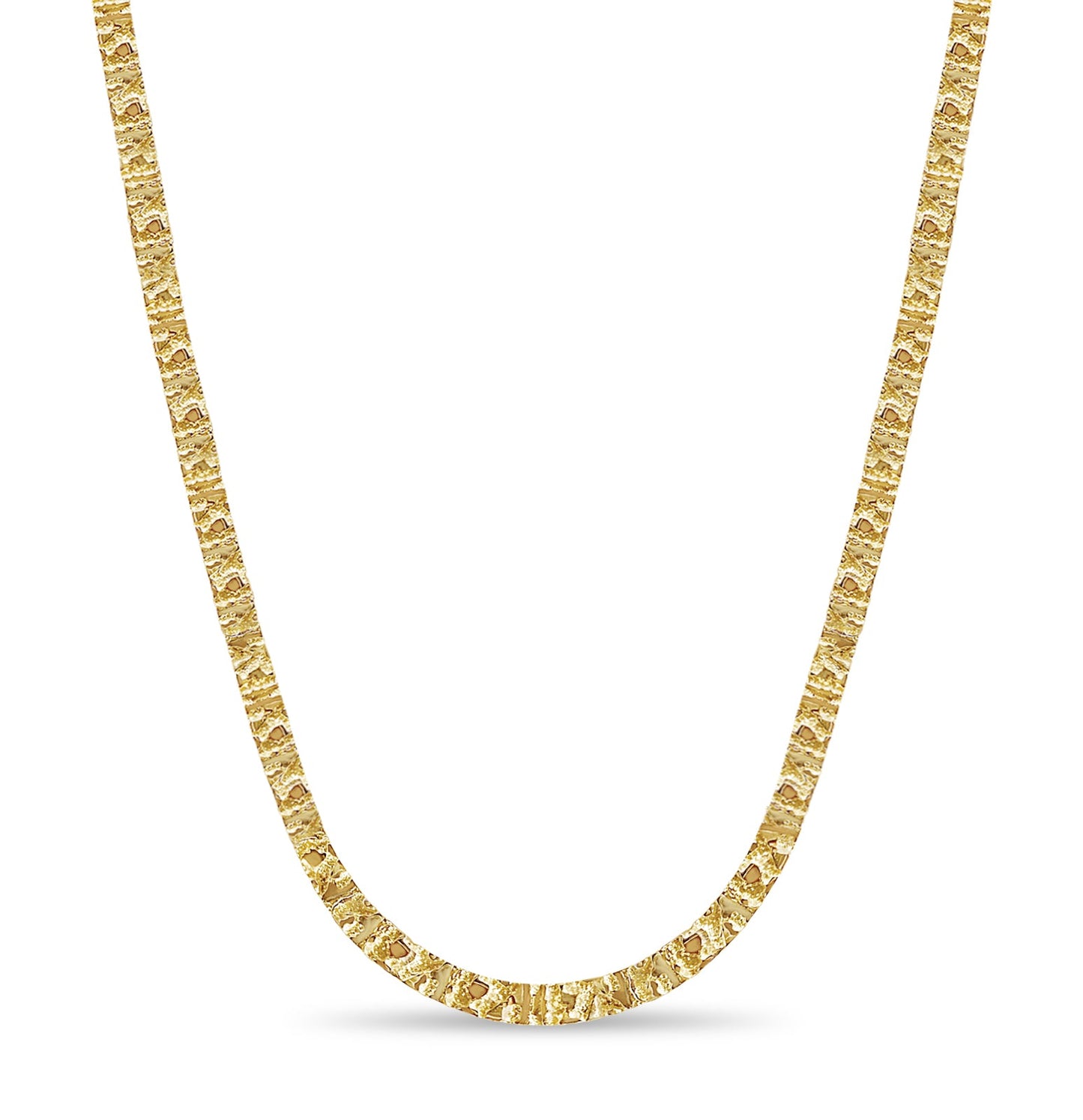 Nugget Solid White/Yellow/Rose Gold Handmade Necklace , 6mm, 16-30 Inch