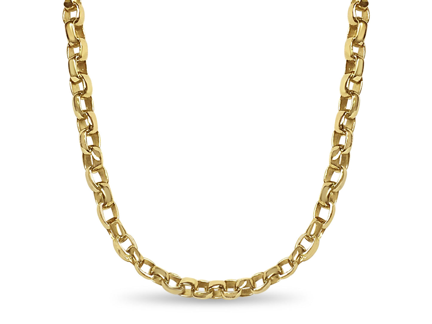 Oval Rolo Solid White/Yellow/Rose Gold Handmade Necklace , 6mm, 16-30 Inch