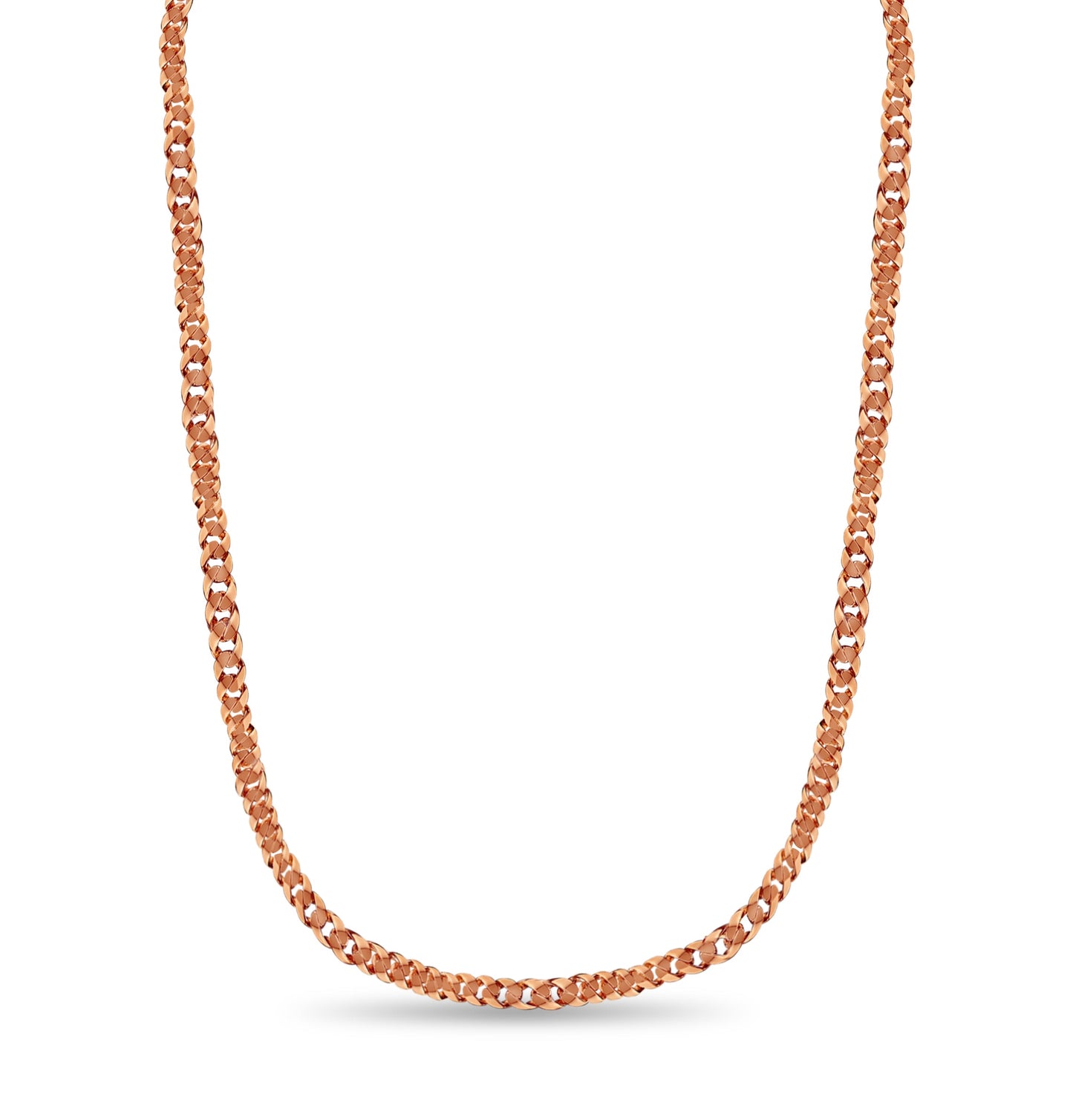 Curb Solid White/Yellow/Rose Gold Handmade Necklace , 15mm, 16-30 Inch