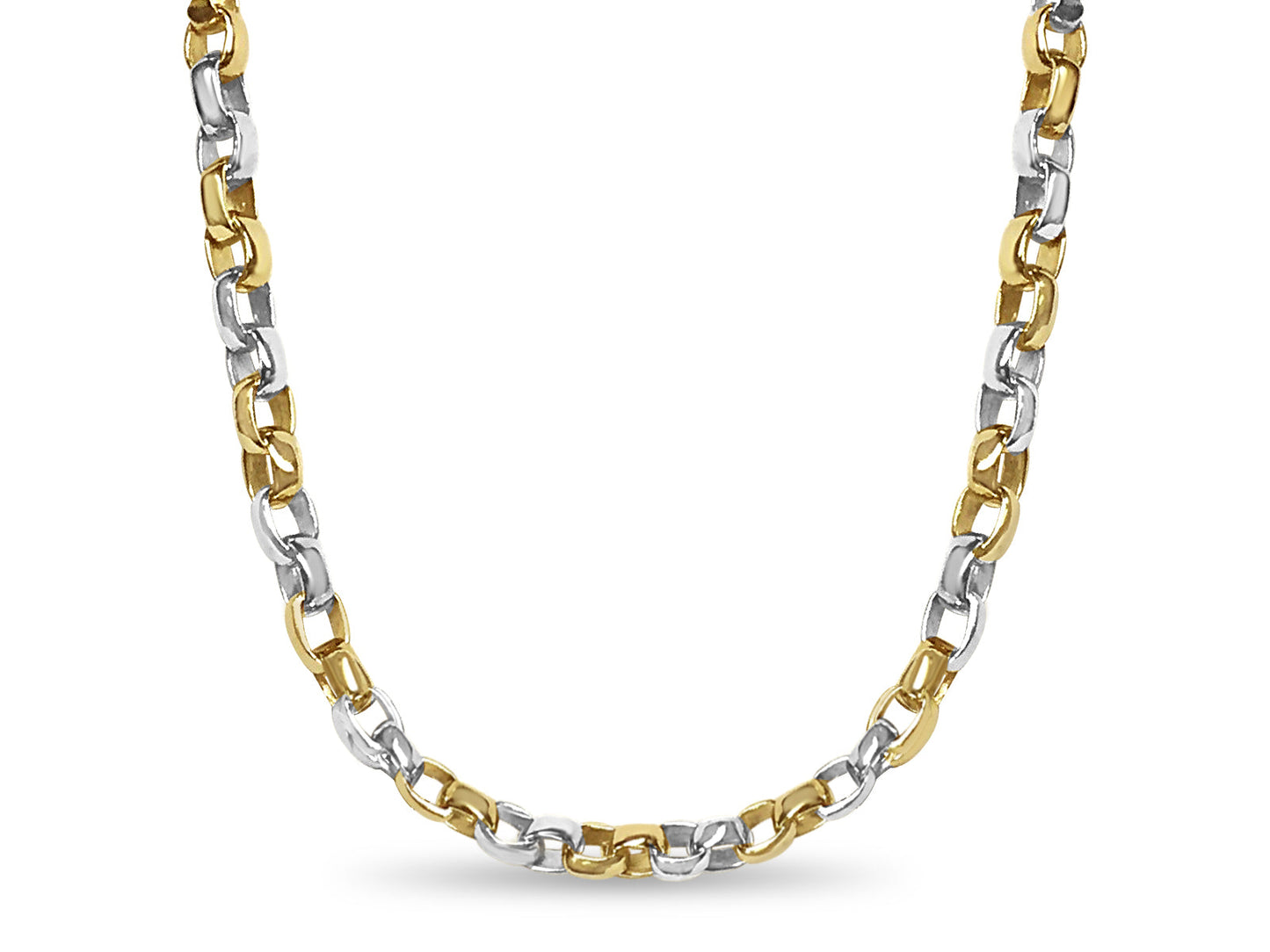 Oval Rolo Solid White/Yellow/Rose Gold Handmade Necklace , 6mm, 16-30 Inch