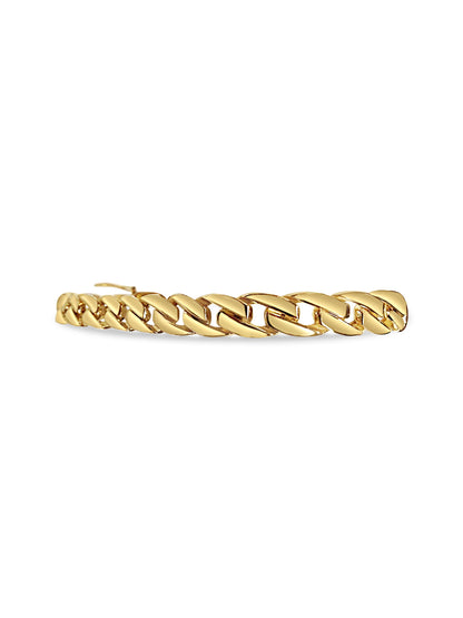 Curb Solid White/Yellow/Rose Gold Handmade Bracelet , 7mm, 6.5-10 Inch