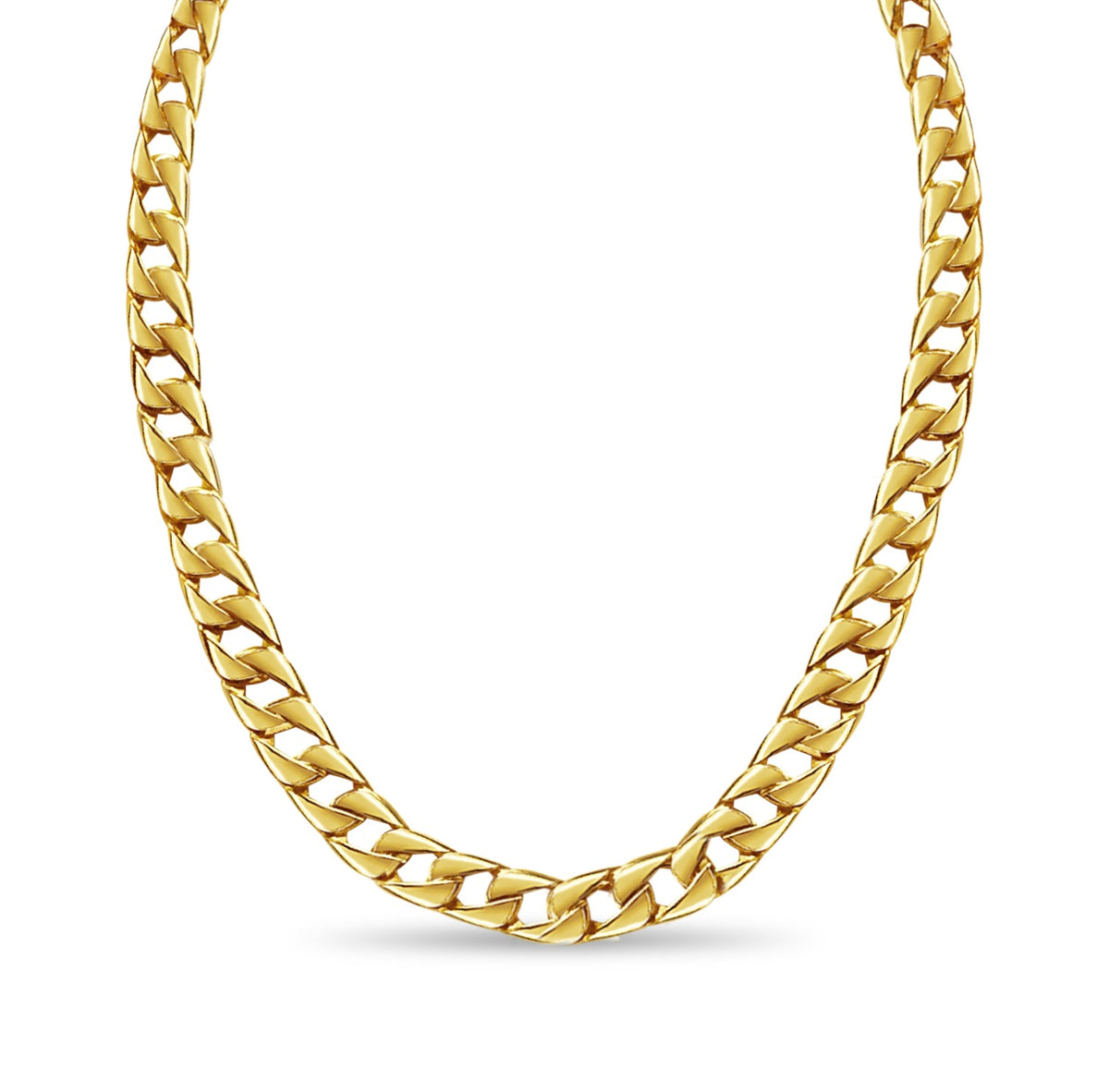 Curb Solid White/Yellow/Rose Gold Handmade Necklace , 9mm, 16-30 Inch