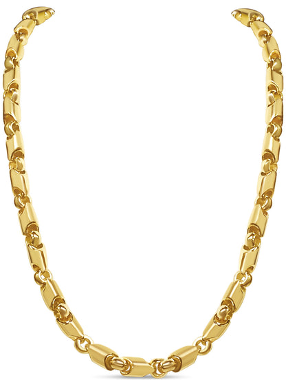 Fancy Tube Solid White/Yellow/Rose Gold Handmade Necklace , 8mm, 16-30 Inch