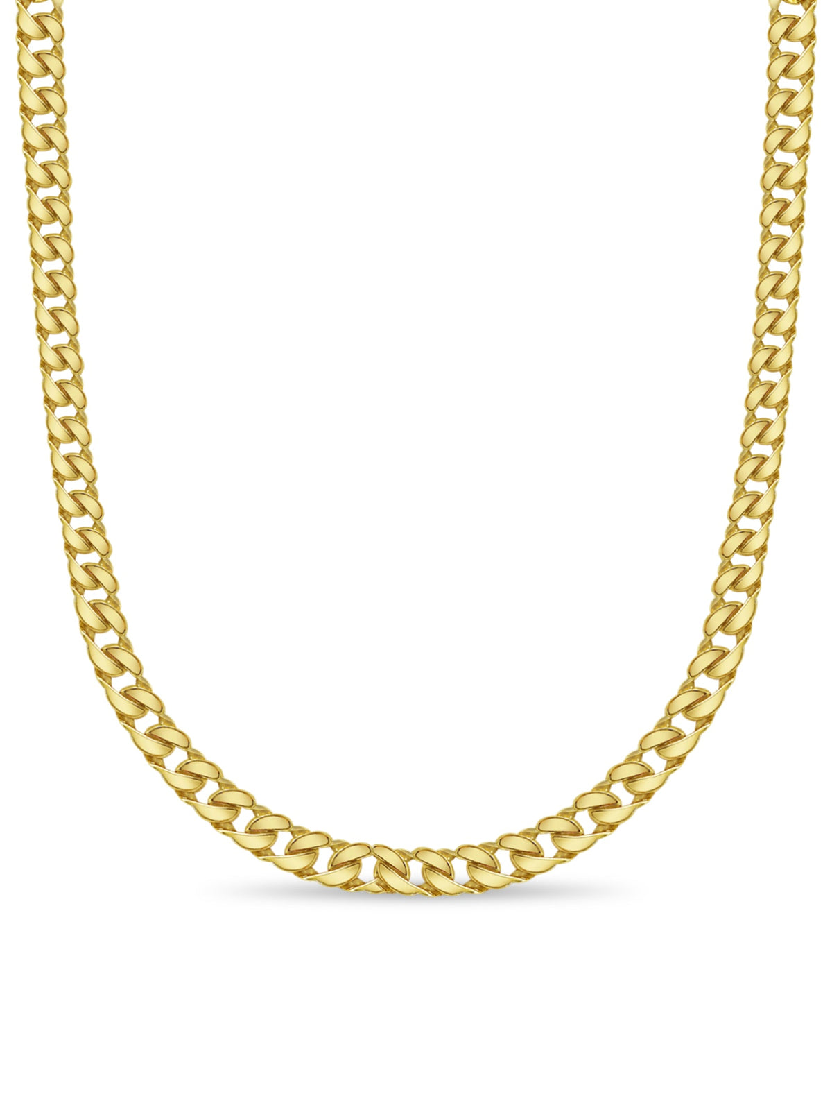 Curb Solid White/Yellow/Rose Gold Handmade Necklace , 20mm, 16-30 Inch