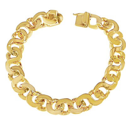 Flat Solid White/Yellow/Rose Gold Handmade Bracelet , 12mm, 6.5-10 Inch