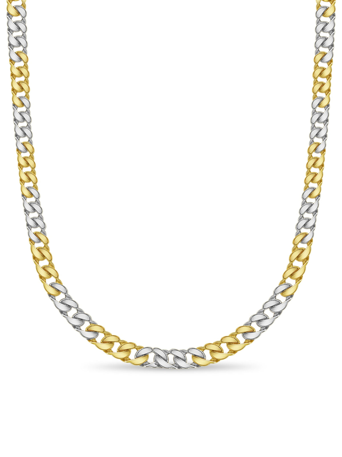 Curb Solid White/Yellow/Rose Gold Handmade Necklace , 20mm, 16-30 Inch