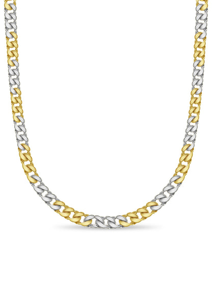 Curb Solid White/Yellow/Rose Gold Handmade Necklace , 20mm, 16-30 Inch