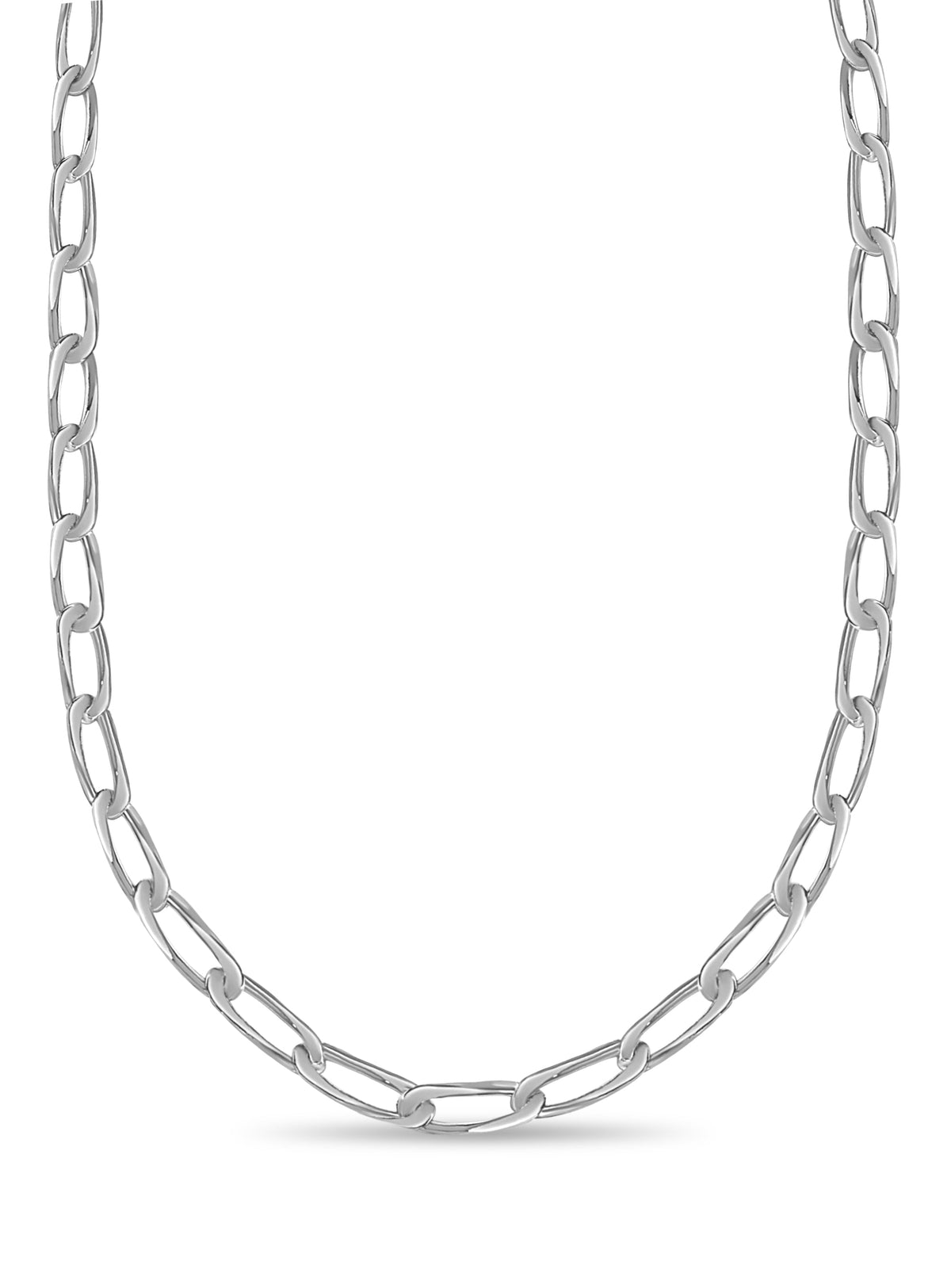 Flat Solid White/Yellow/Rose Gold Handmade Necklace , 9mm, 16-30 Inch