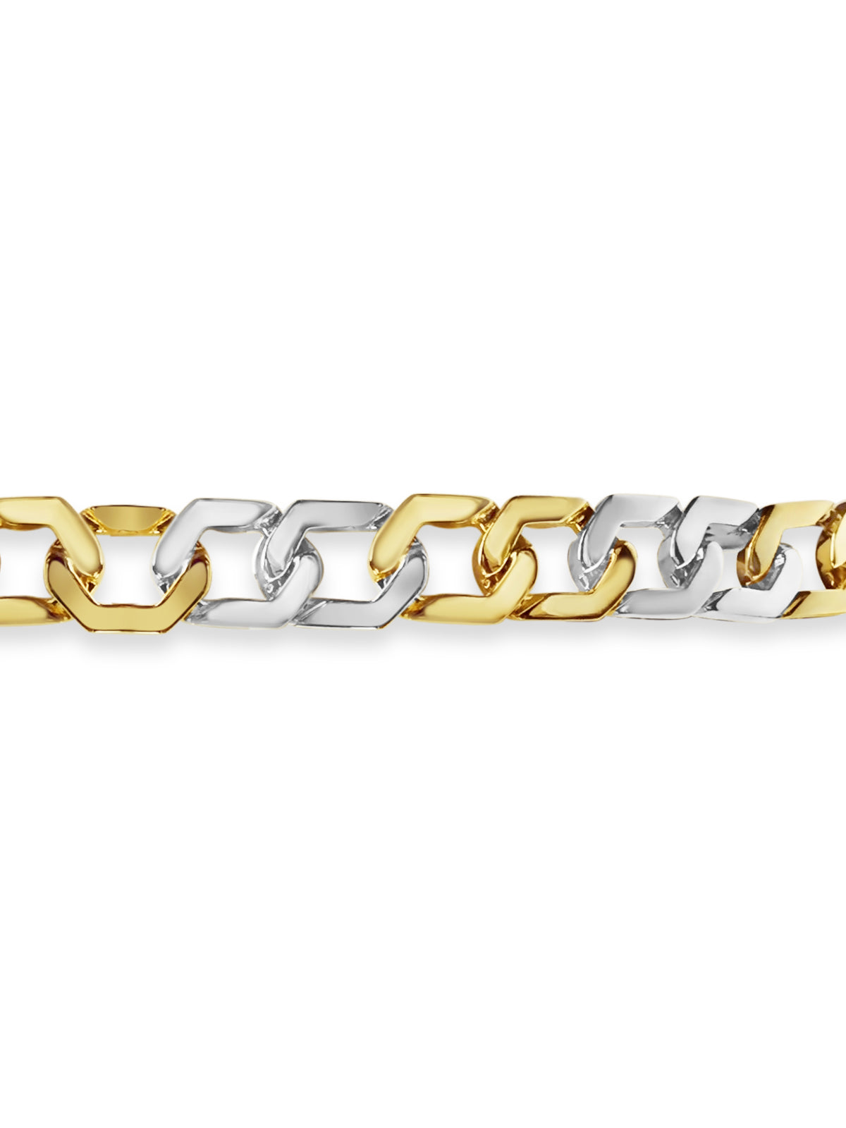 Curb Solid White/Yellow/Rose Gold Handmade Necklace , 11mm, 16-30 Inch