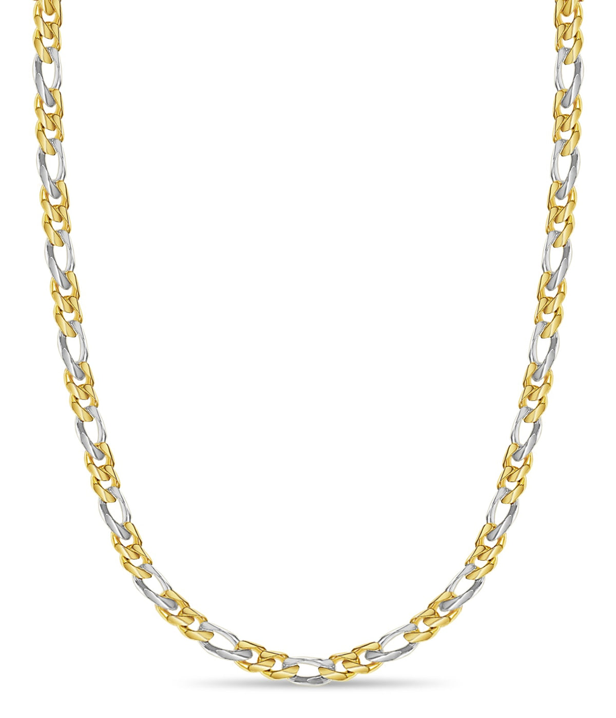 Figaro Solid White/Yellow/Rose Gold Handmade Necklace , 18mm, 16-30 Inch