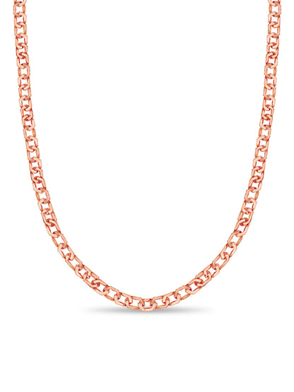 Curb Solid White/Yellow/Rose Gold Handmade Necklace , 11mm, 16-30 Inch