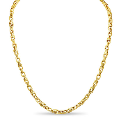Fancy Greek Solid White/Yellow/Rose Gold Handmade Necklace , 6mm, 16-30 Inch