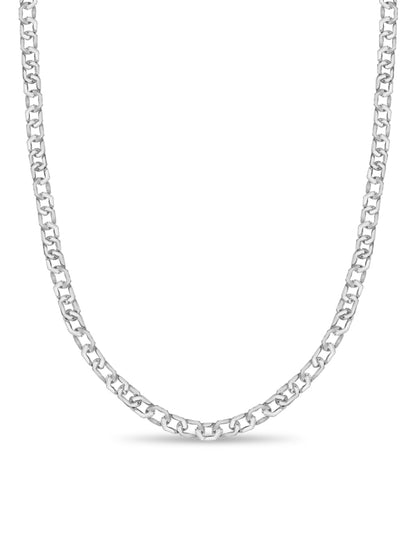 Curb Solid White/Yellow/Rose Gold Handmade Necklace , 11mm, 16-30 Inch