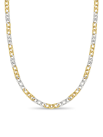 Curb Solid White/Yellow/Rose Gold Handmade Necklace , 11mm, 16-30 Inch