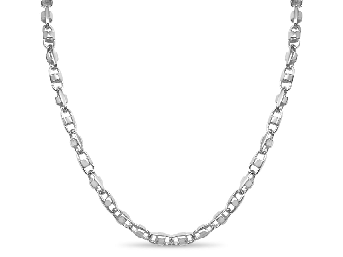 Anchor Mariner Solid White/Yellow/Rose Gold Handmade Necklace , 7mm, 16-30 Inch