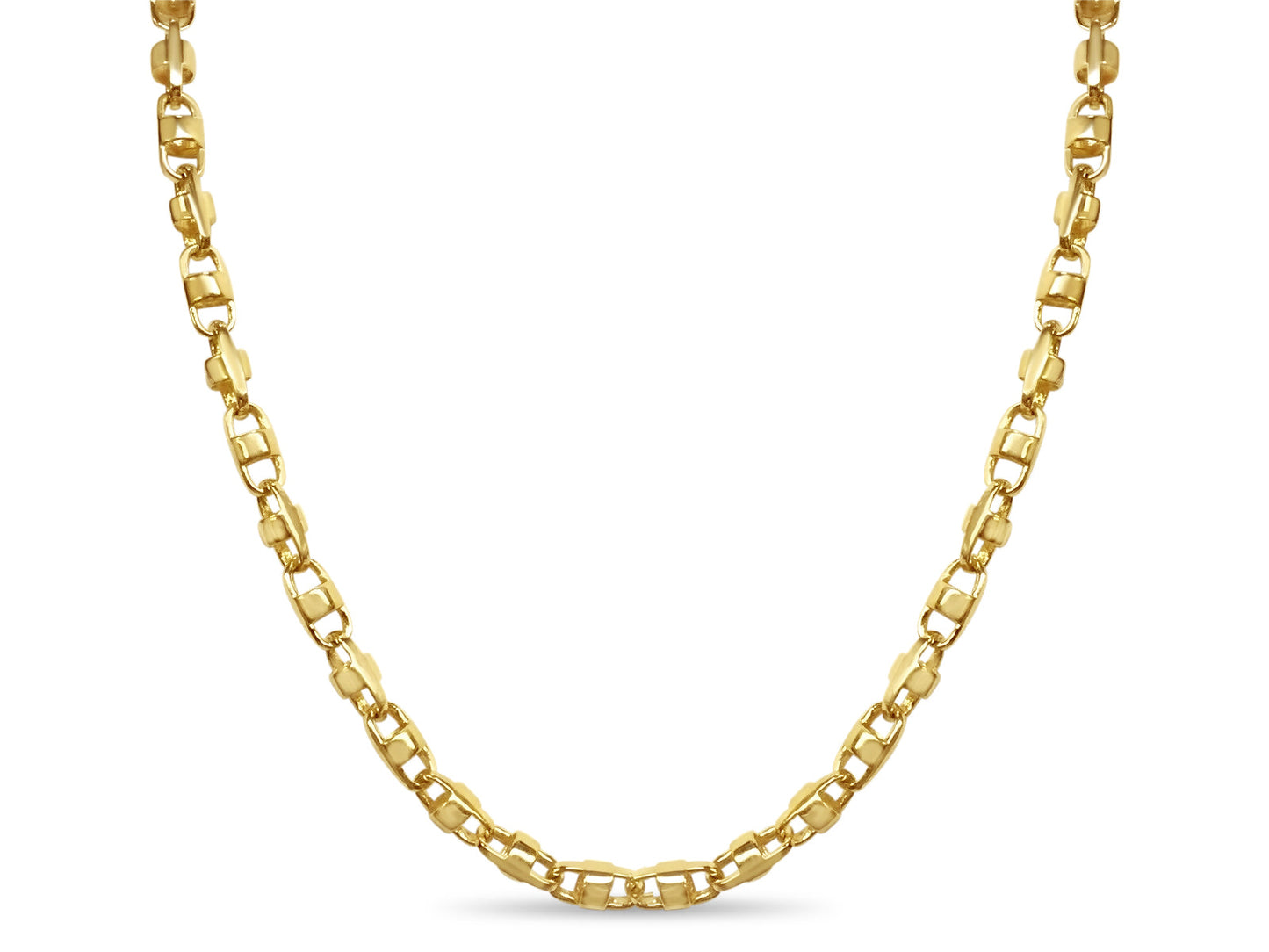 Anchor Mariner Solid White/Yellow/Rose Gold Handmade Necklace , 7mm, 16-30 Inch