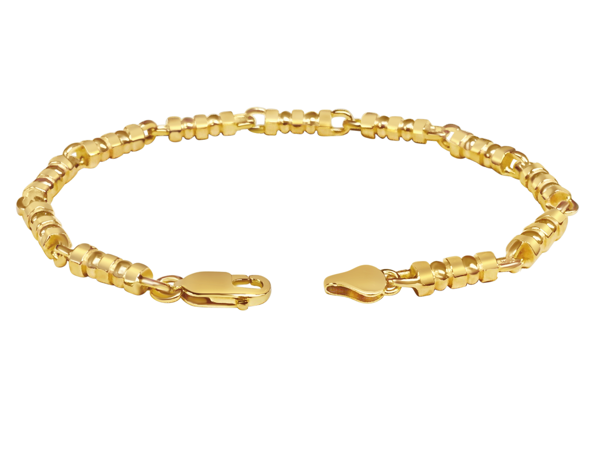 Bead Solid White/Yellow/Rose Gold Handmade Bracelet , 5mm, 6.5-10 Inch