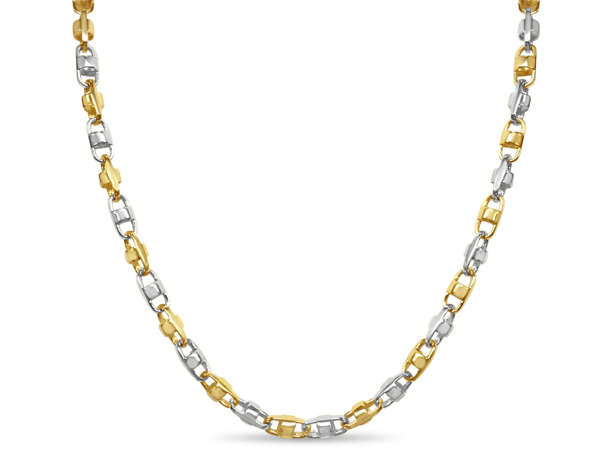 Anchor Mariner Solid White/Yellow/Rose Gold Handmade Necklace , 7mm, 16-30 Inch