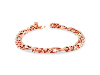 Figaro Solid White/Yellow/Rose Gold Handmade Bracelet , 7mm, 6.5-10 Inch