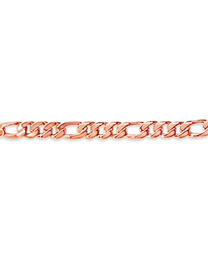 Figaro Solid White/Yellow/Rose Gold Handmade Bracelet , 7mm, 6.5-10 Inch