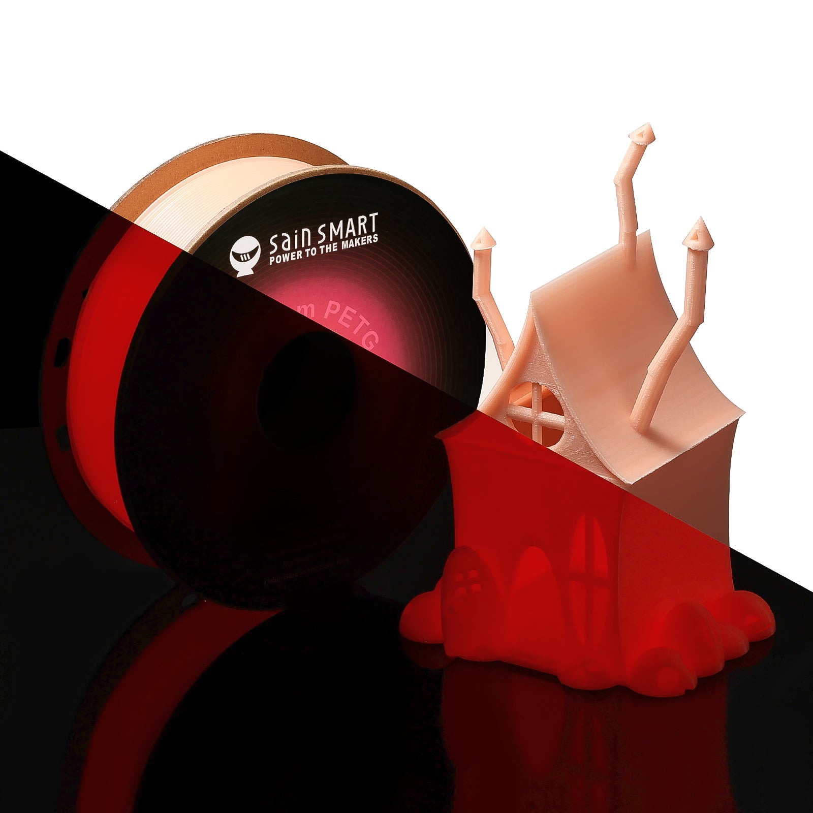 Glow-in-the-dark Red 1.75mm PRO-3 PETG Filament, 1kg — photo 1 of 7