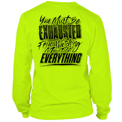 Exhausted - Long Sleeve Hi-Vis T-Shirt — photo 1 of 2