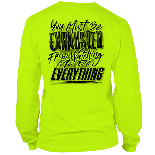 Exhausted - Long Sleeve Hi-Vis T-Shirt — photo 1 of 2