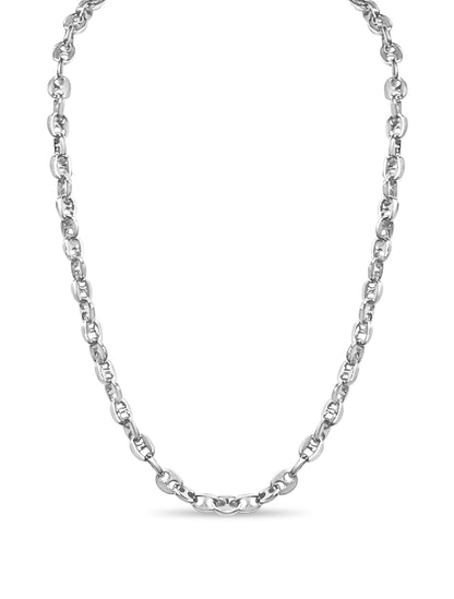 Anchor Mariner Solid White/Yellow/Rose Gold Handmade Necklace , 9mm, 16-30 Inch
