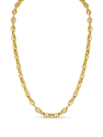 Anchor Mariner Solid White/Yellow/Rose Gold Handmade Necklace , 9mm, 16-30 Inch