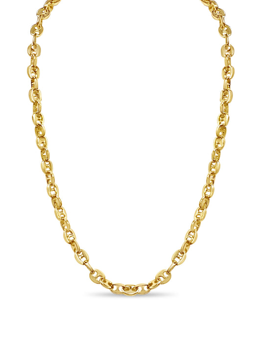 Anchor Mariner Solid White/Yellow/Rose Gold Handmade Necklace , 9mm, 16-30 Inch