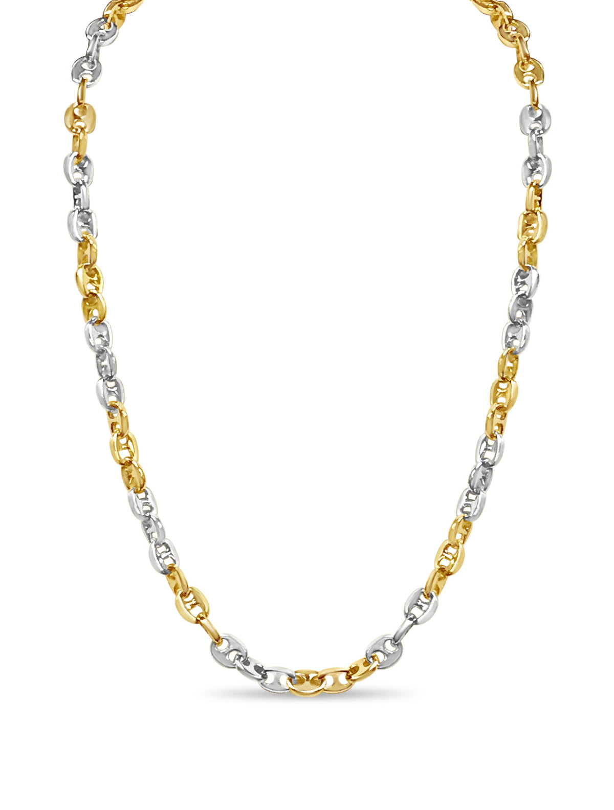 Anchor Mariner Solid White/Yellow/Rose Gold Handmade Necklace , 9mm, 16-30 Inch