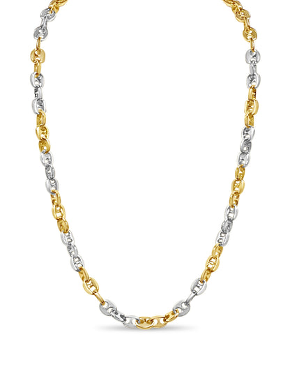 Anchor Mariner Solid White/Yellow/Rose Gold Handmade Necklace , 9mm, 16-30 Inch