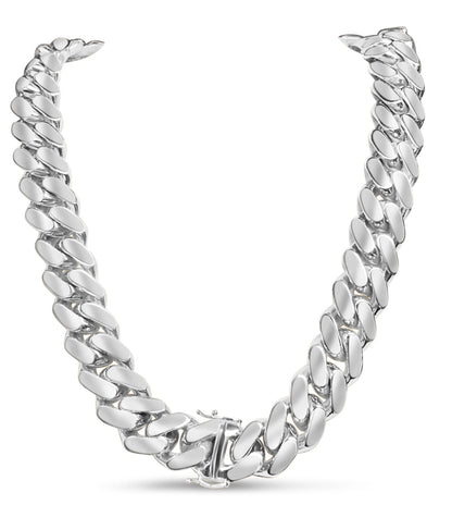 Miami Cuban Solid White/Yellow/Rose Gold Handmade Necklace , 18mm, 16-30 Inch