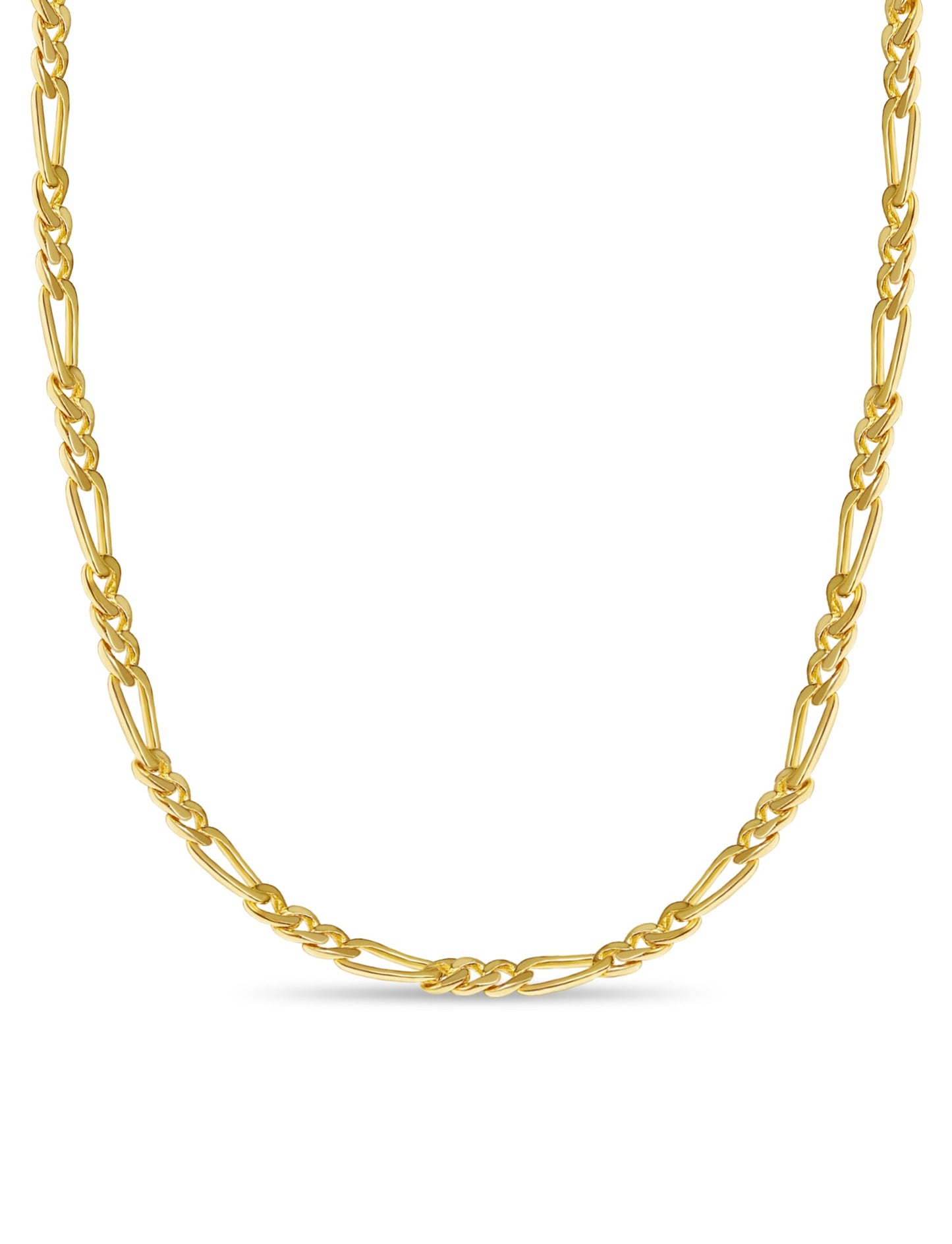 Figaro Solid White/Yellow/Rose Gold Handmade Necklace , 7mm, 16-30 Inch