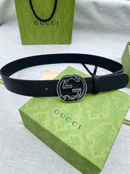 GUCCI Embellished coated-canvas and leather belt 'Black'