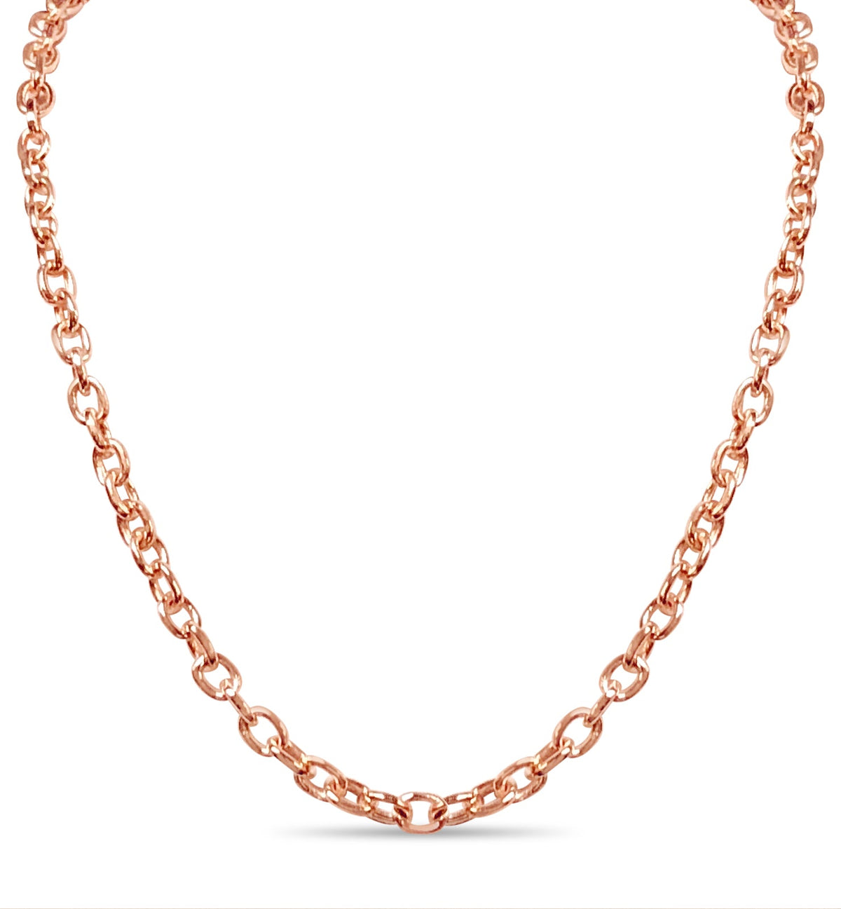 Fancy Rolo Solid White/Yellow/Rose Gold Handmade Necklace , 6mm, 16-30 Inch