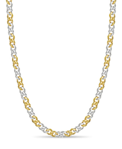 Curb Solid White/Yellow/Rose Gold Handmade Necklace , 11mm, 16-30 Inch
