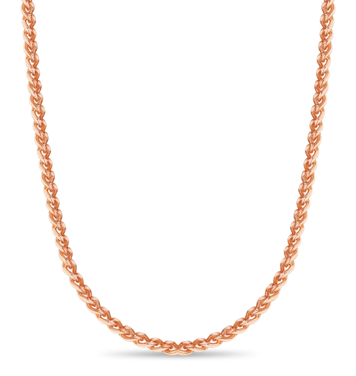 Curb Solid White/Yellow/Rose Gold Handmade Necklace , 8mm, 16-30 Inch