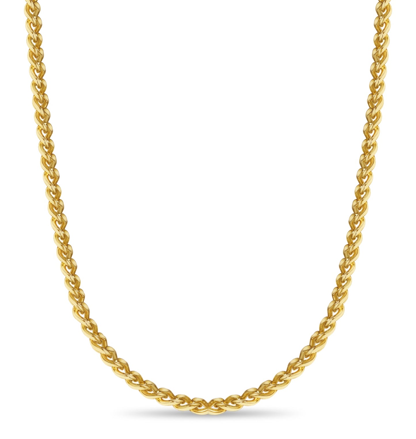 Curb Solid White/Yellow/Rose Gold Handmade Necklace , 8mm, 16-30 Inch