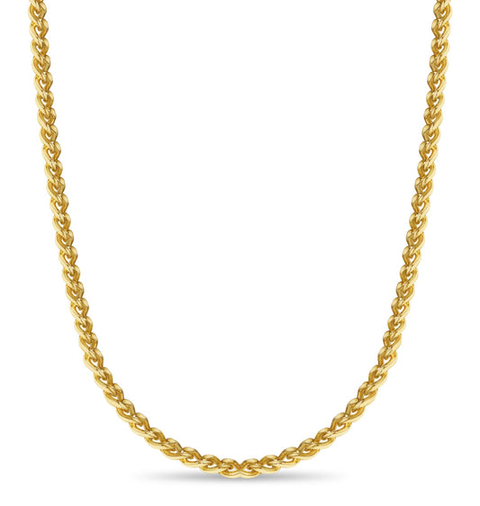 Curb Solid White/Yellow/Rose Gold Handmade Necklace , 8mm, 16-30 Inch