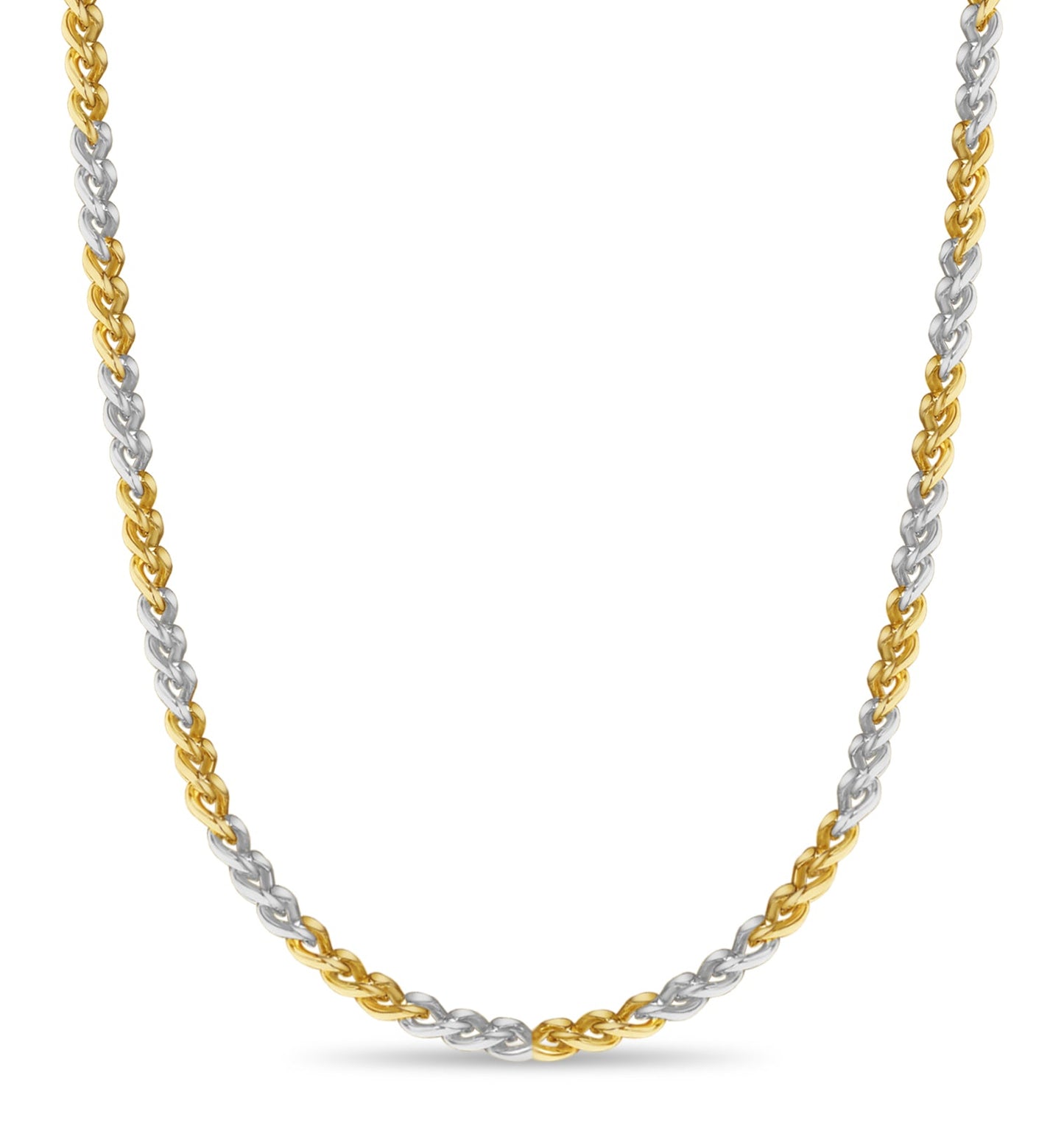 Curb Solid White/Yellow/Rose Gold Handmade Necklace , 8mm, 16-30 Inch