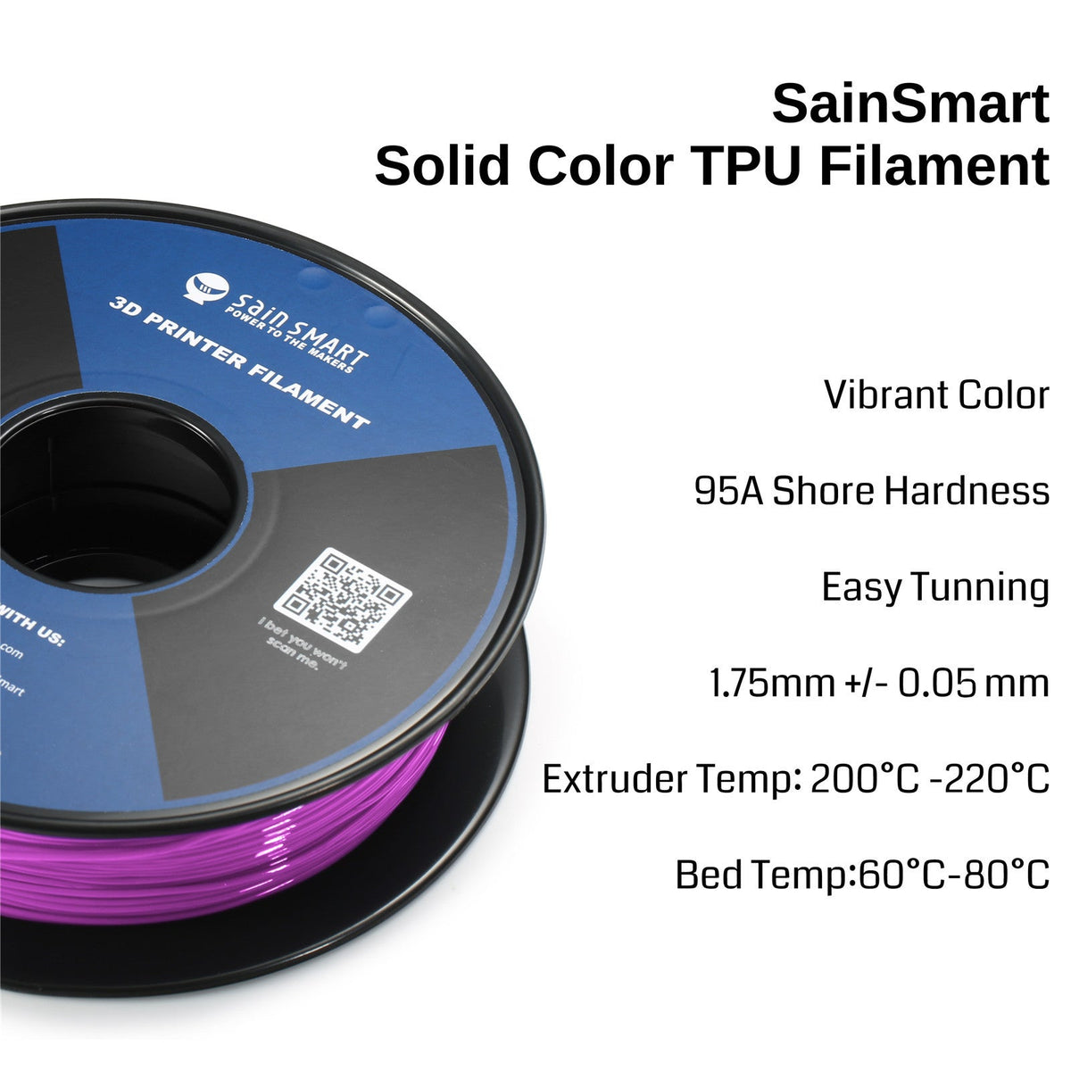 Neon Magenta, Cyberpunk Color TPU 1.75mm Filament 0.8kg/1.76lb — photo 4 of 7