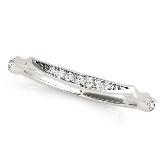 14k White Gold Unique Graduated Style Diamond Wedding Band (1/10 cttw) — photo 1 of 2