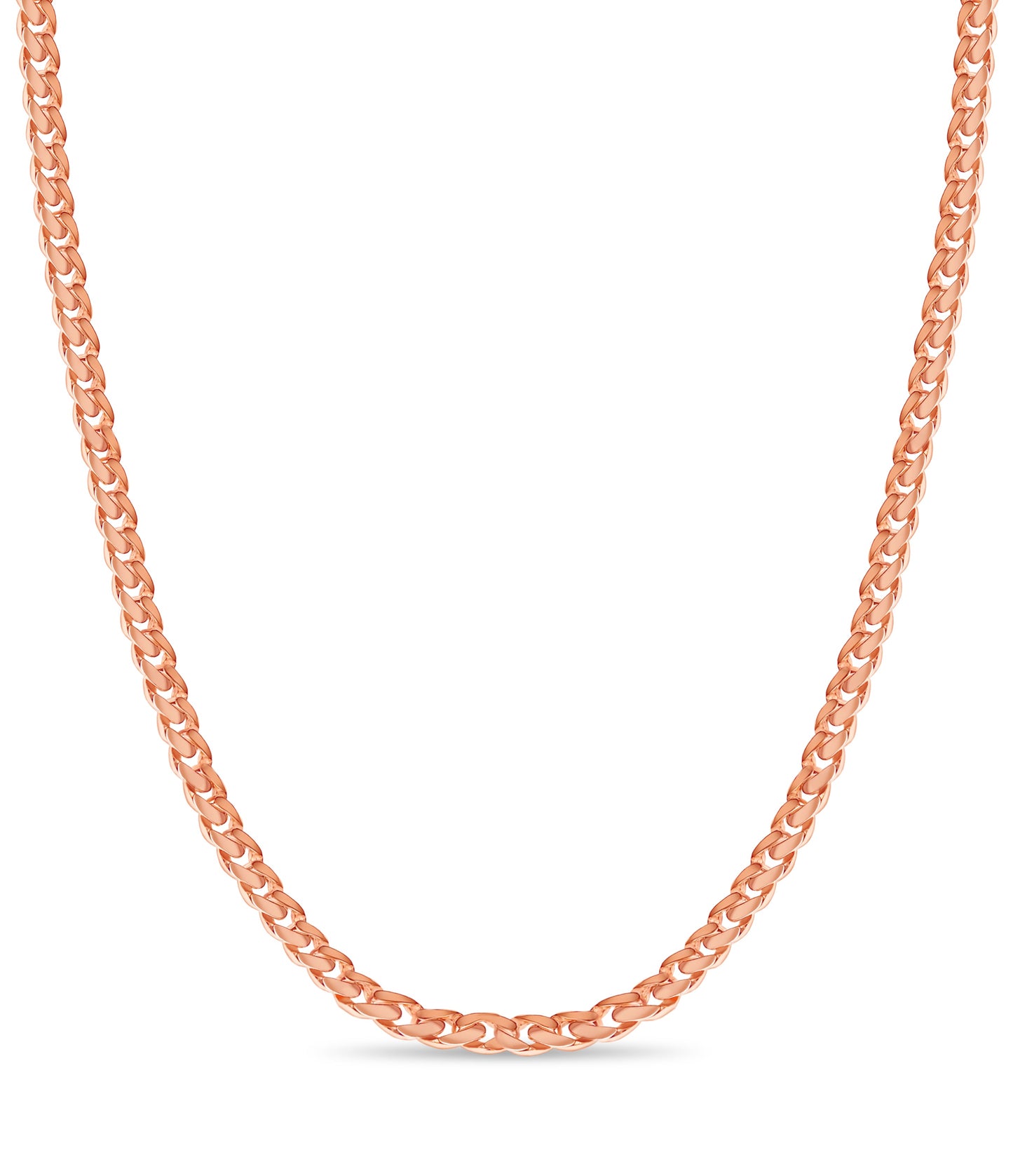 Curb Solid White/Yellow/Rose Gold Handmade Necklace , 11mm, 16-30 Inch